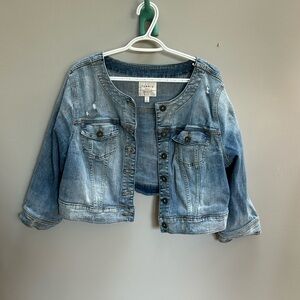 Torrid cropped distressed Denim/ Jean  Jacket- Size 2